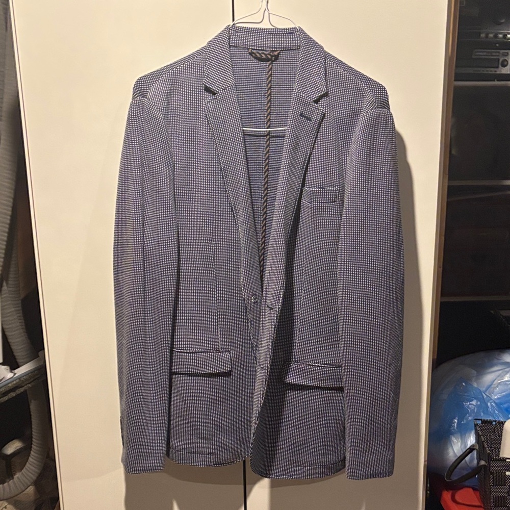 Classic Blue Checkered Men's Blazer